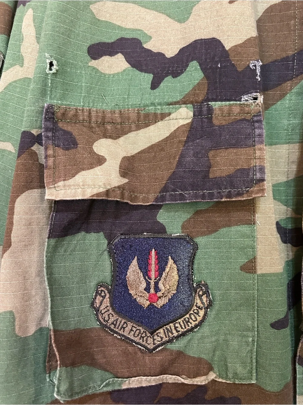 Vintage U.S. Air Force Woodland Camo BDU Jacket Fire Protection Military Shirt